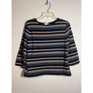 Vintage Hannah Stretch Tee Striped 90s Y2K Casual Cotton Black Women's SZ Large